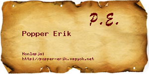 Popper Erik névjegykártya